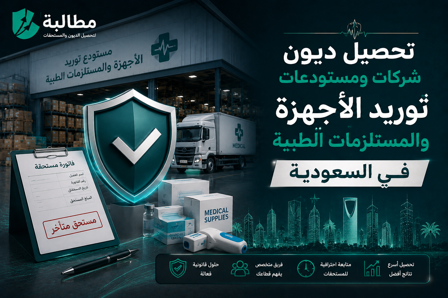 تحصيل ديون شركات ومستودعات توريد الأجهزة الطبية | مطالبة